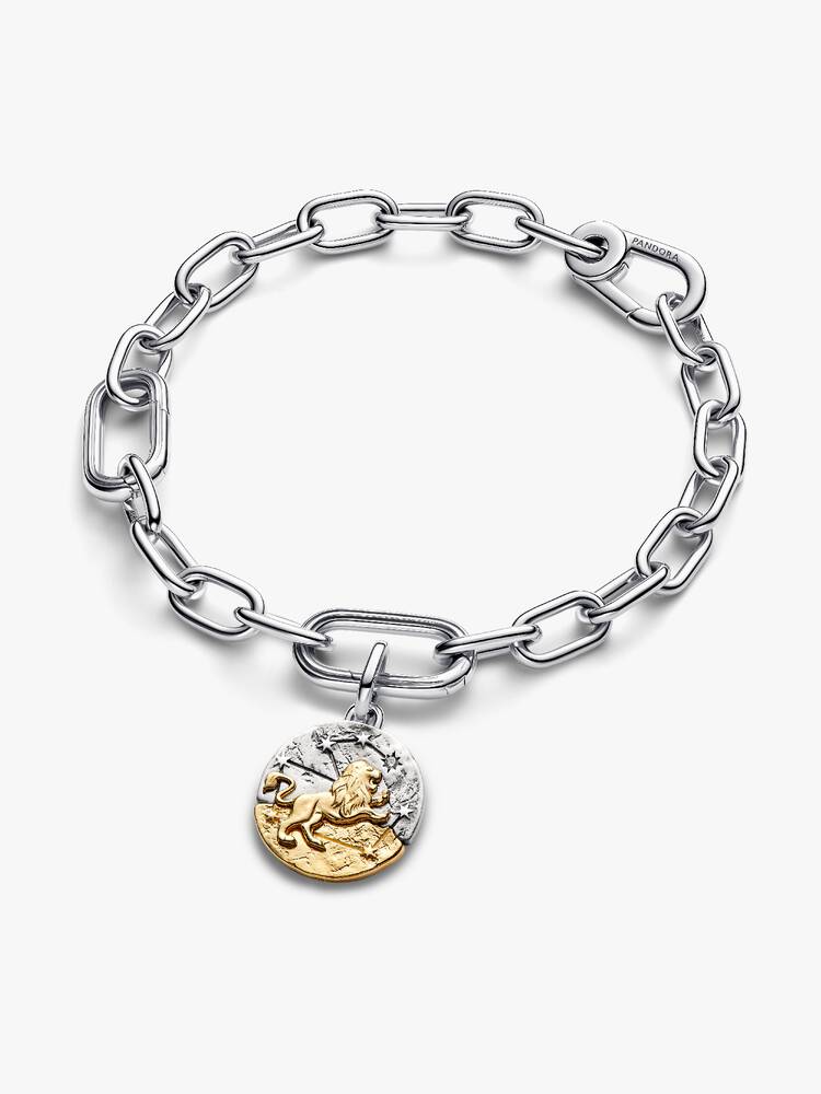 Leo sterling silver and 14k gold-plated medallion with clear cubic zirconia