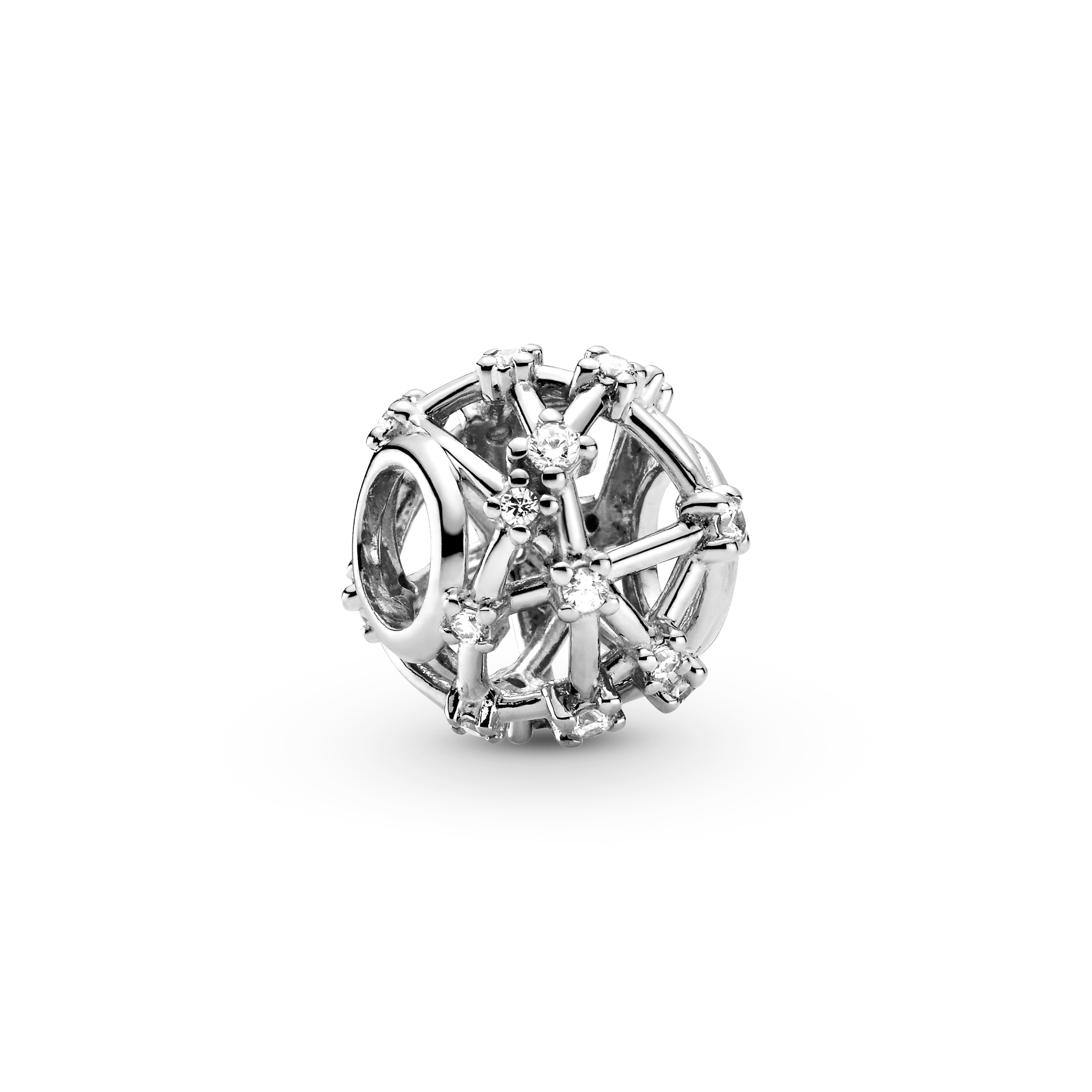 Openwork sterling silver charm with clearcubic zirconia /799240C01