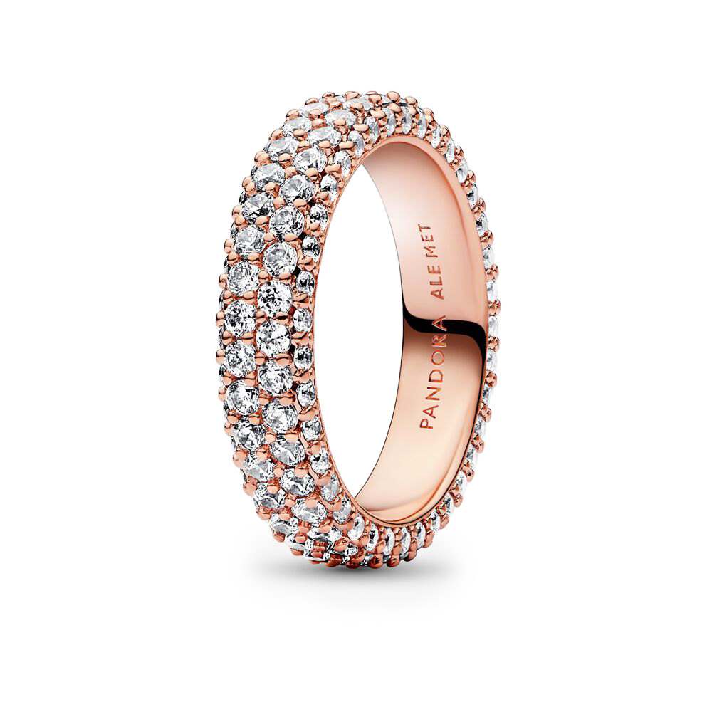 14k Rose gold-plated ring with clear cubic zirconia