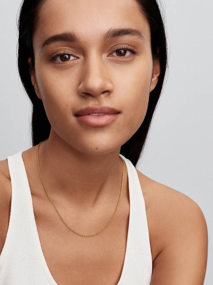 14k gold-plated rope chain necklace with sliding c