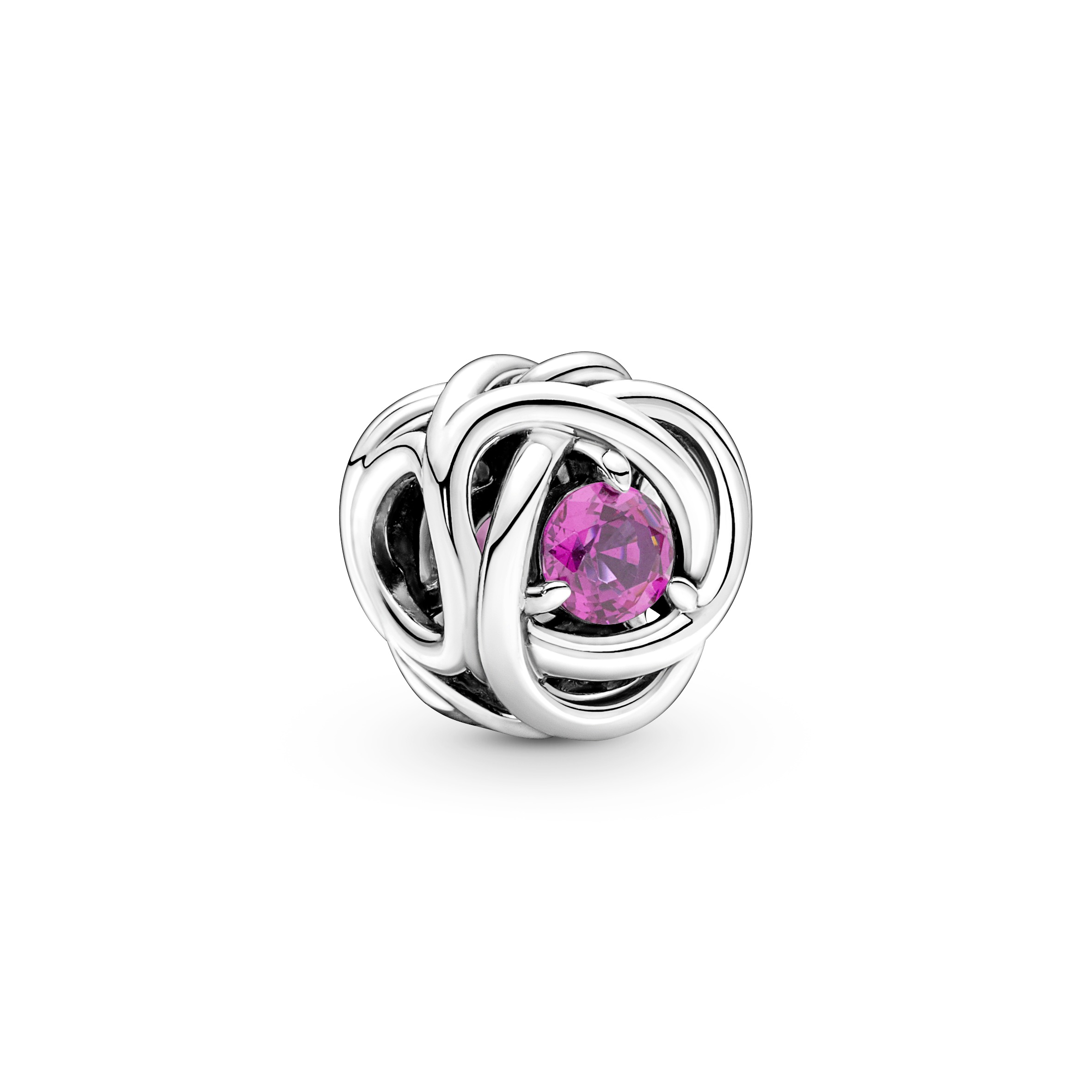 Sterling silver charm with phlox pink crystal