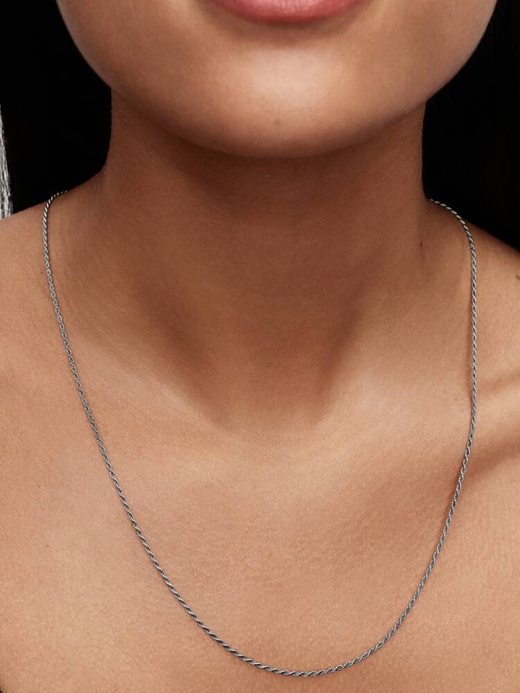 Sterling silver rope chain necklace with sliding c