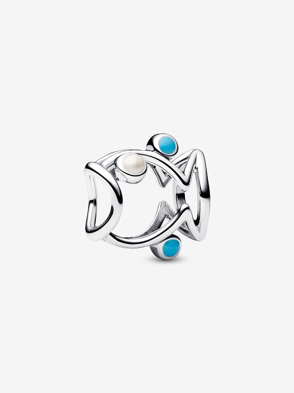Fish sterling silver charm with shimmering white a