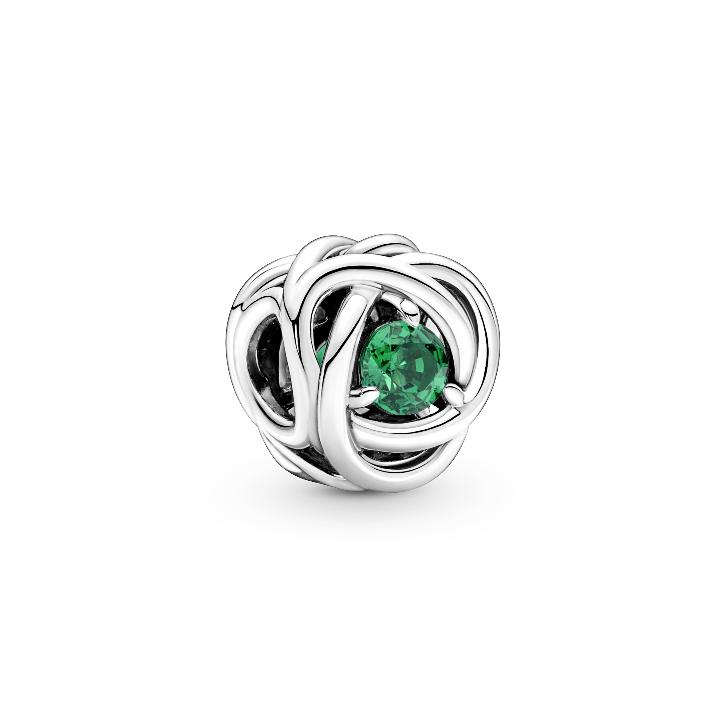Sterling silver charm with royal green crystal