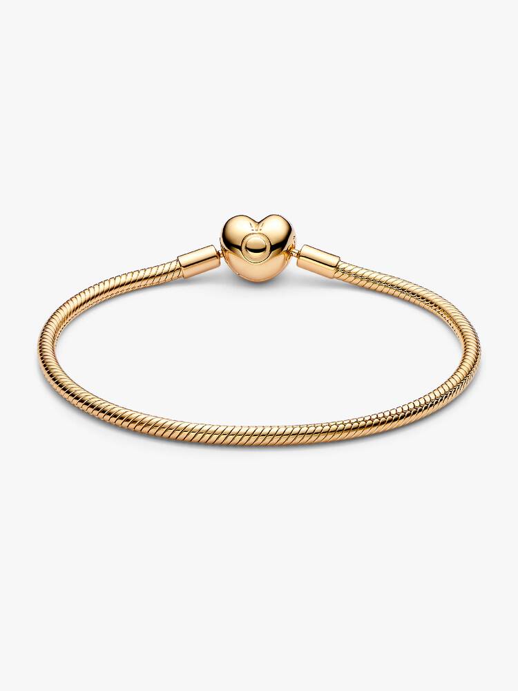 Snake chain 14k gold-plated bracelet with heart clasp