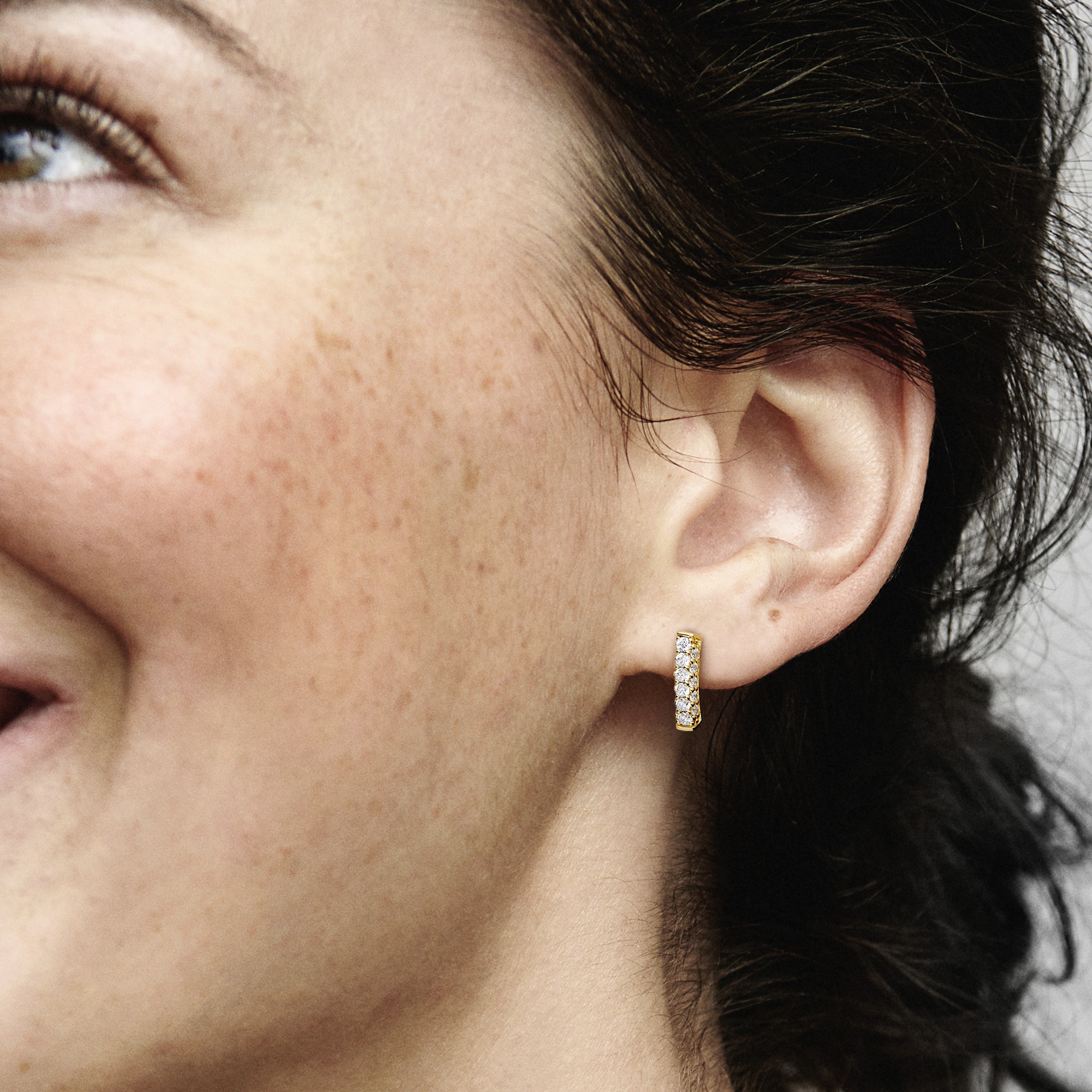 14k Gold-plated stud earrings with clear cubic zirconia