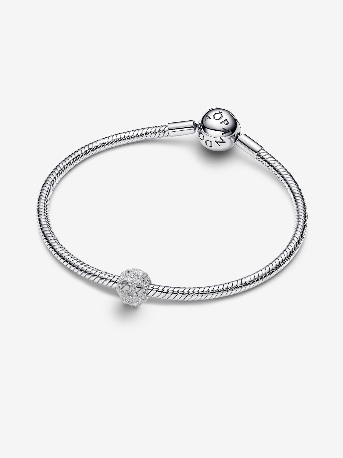 Textured skull sterling silver mini charm