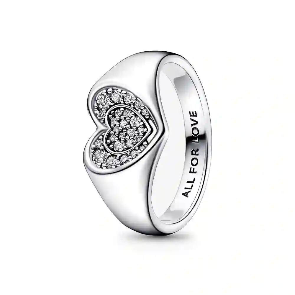 Heart sterling silver ring with clear cubic zirconia