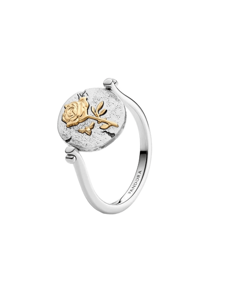 Rose sterling silver and 14k gold-plated spinnable ring