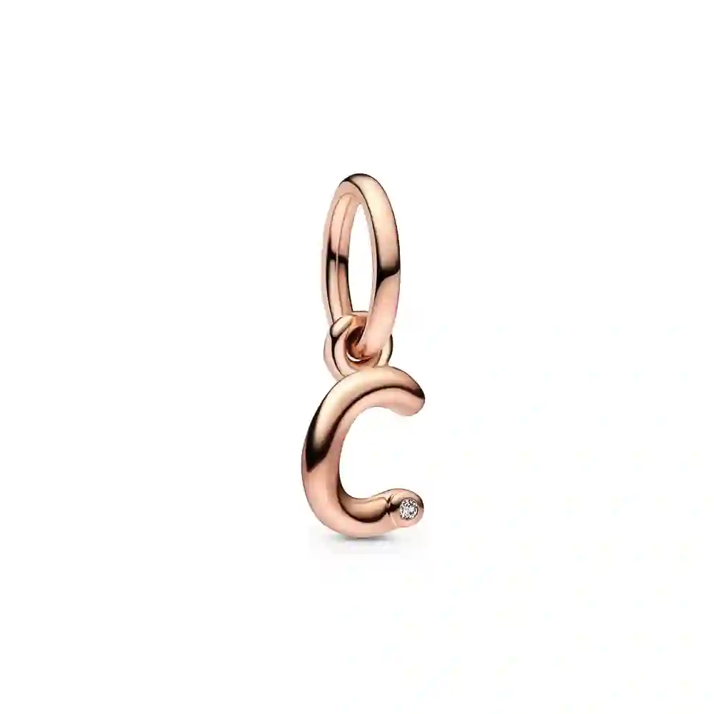 Letter c 14k rose gold-plated dangle with clear cubic zirconia