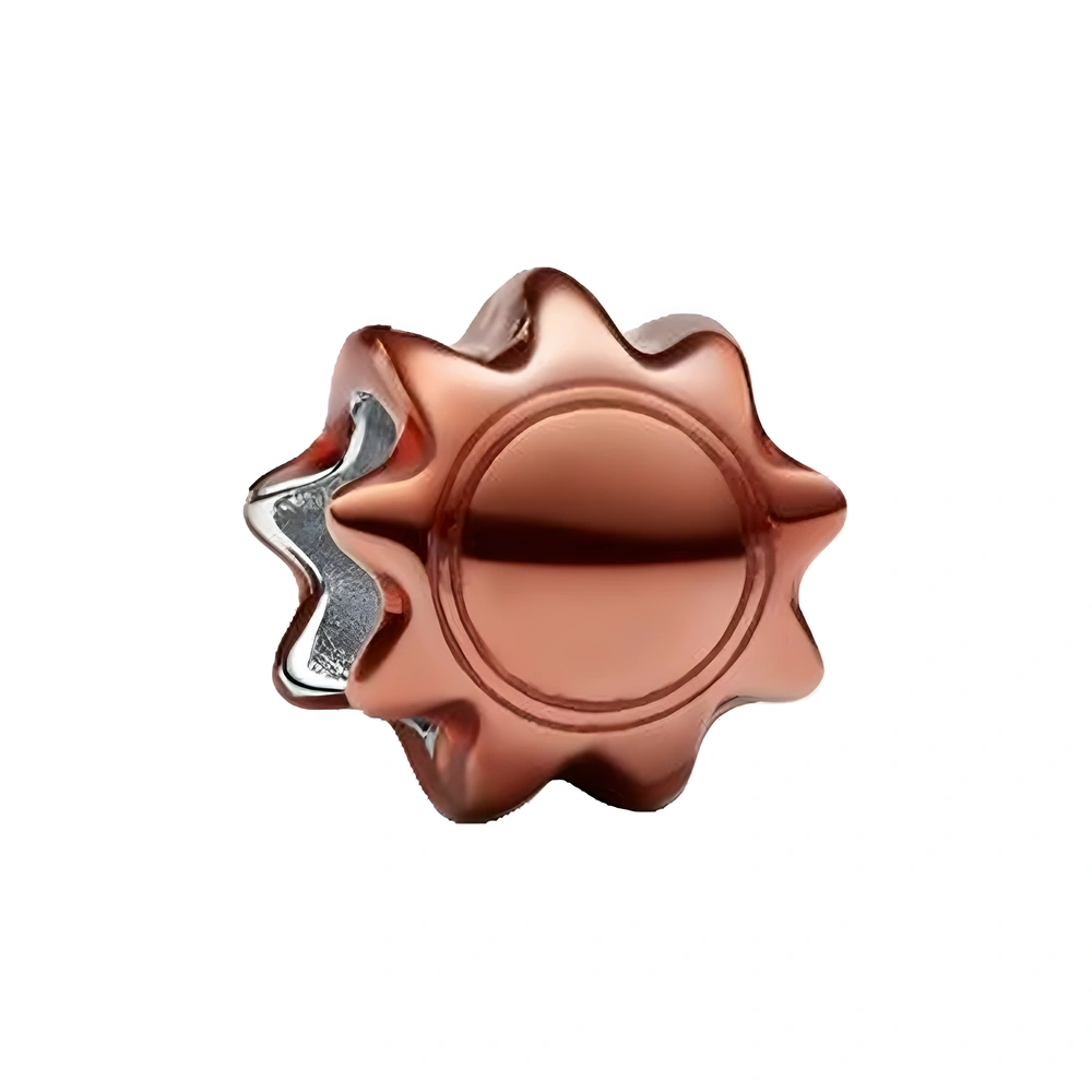 Sun sterling silver mini charm with orange enamel