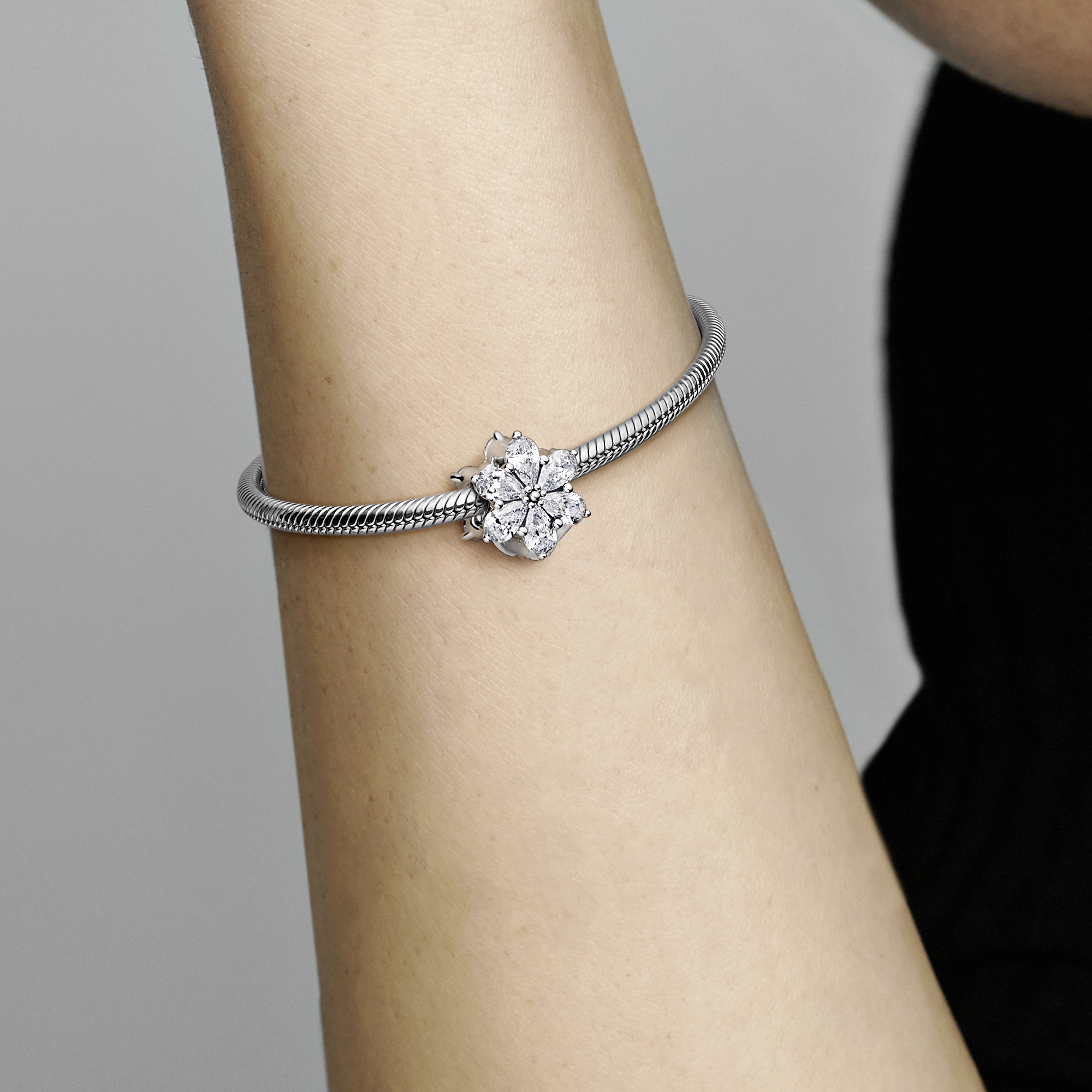 Herbarium cluster sterling silver charm with clear