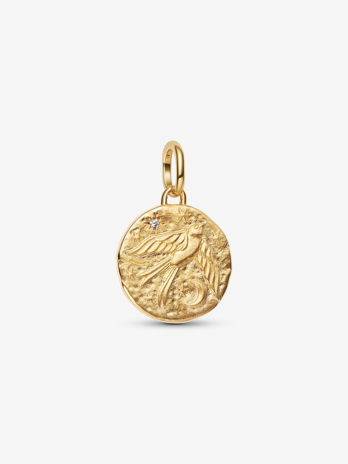 Swallow 14k gold-plated medallion with clear cubic