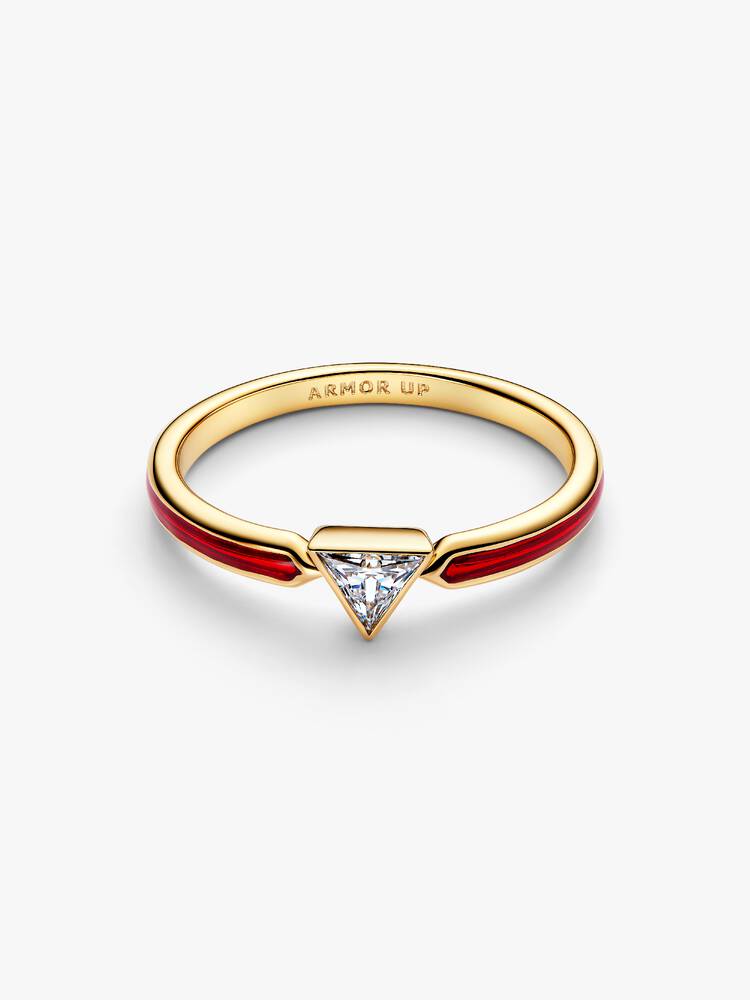 Marvel Iron Man 14k gold-plated ring with clear cu