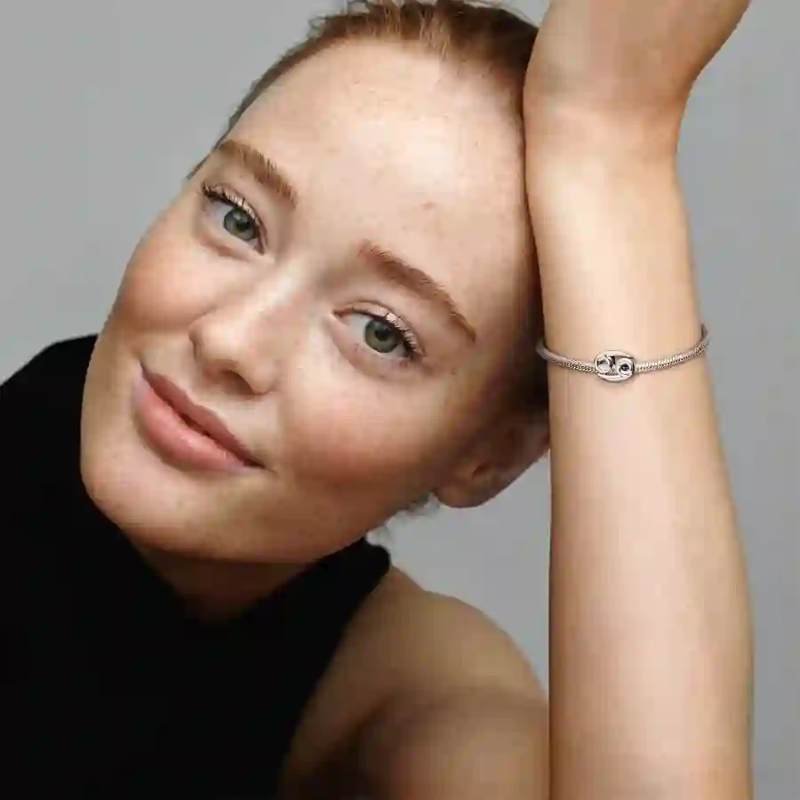 Cancer sterling silver charm with clear cubic zirc