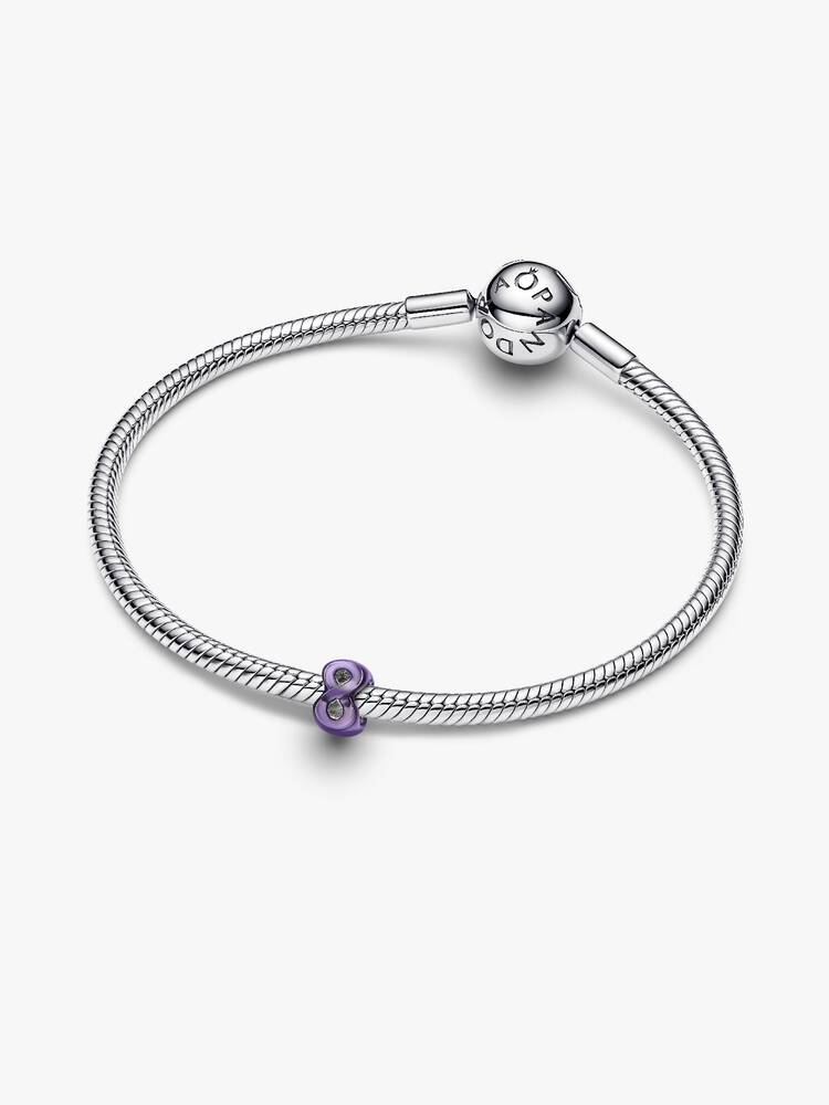 Infinity sterling silver mini charm with purple enamel