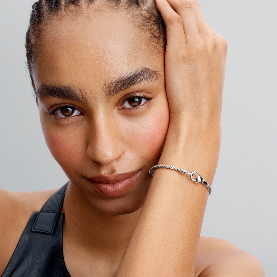 Studded chain sterling silver bracelet