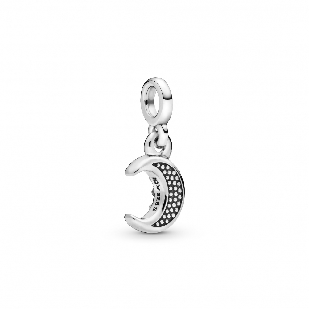 Crescent moon sterling silver dangle charmwith tru
