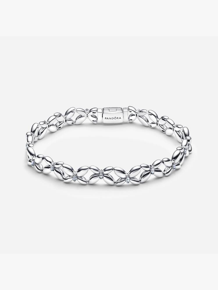 Butterfly sterling silver bracelet with clear cubi
