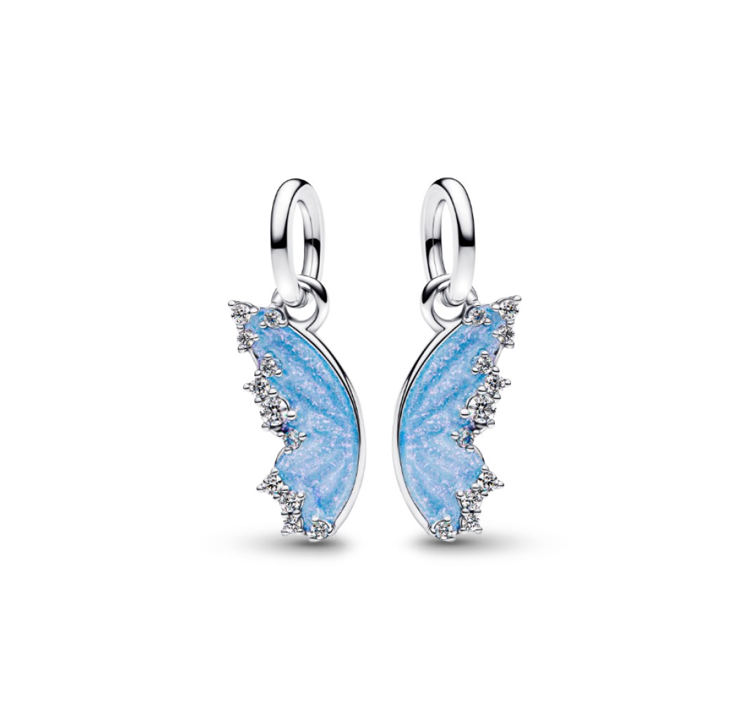 Butterfly sterling silver splittable dangle with c