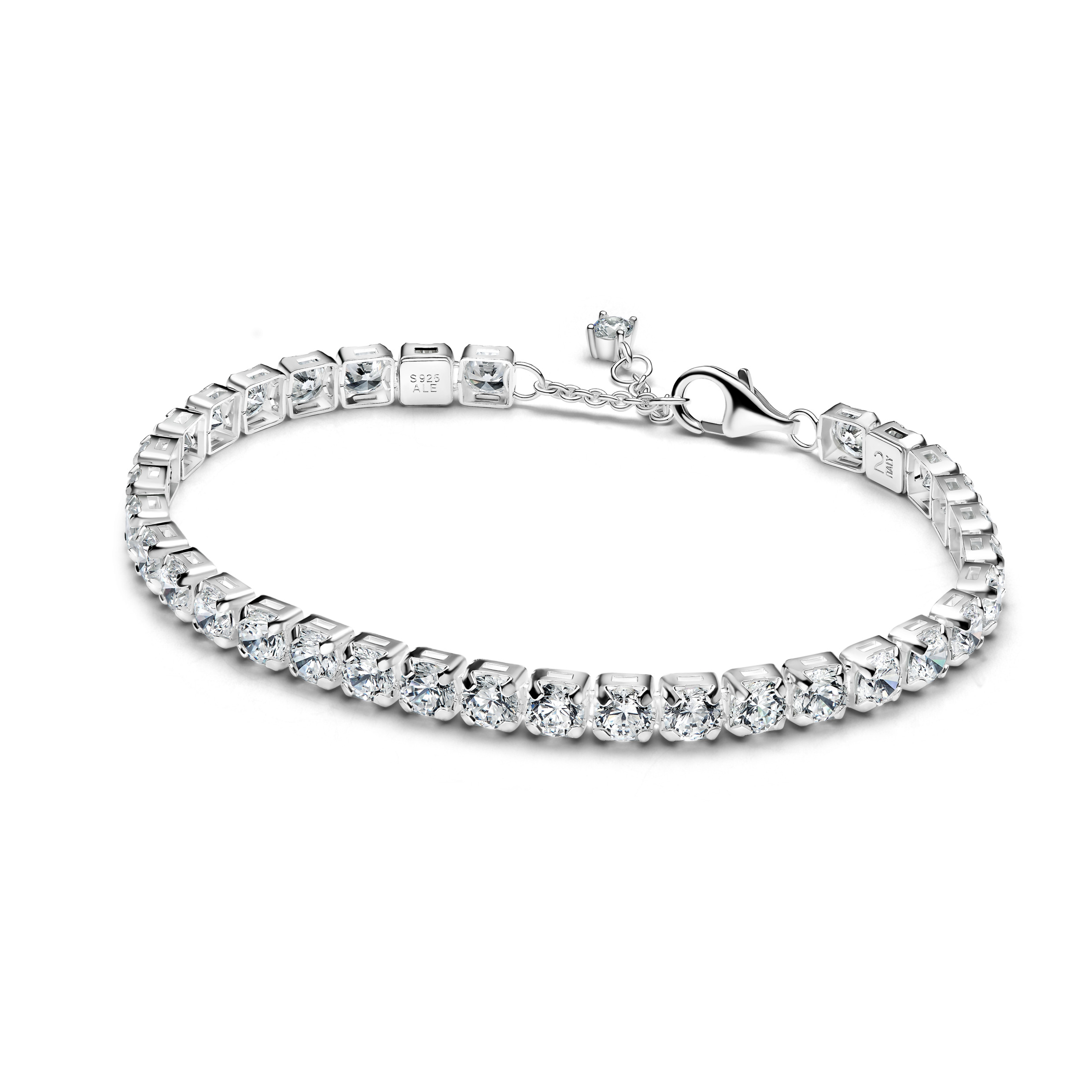 Sterling silver tennis bracelet with clear cubic z