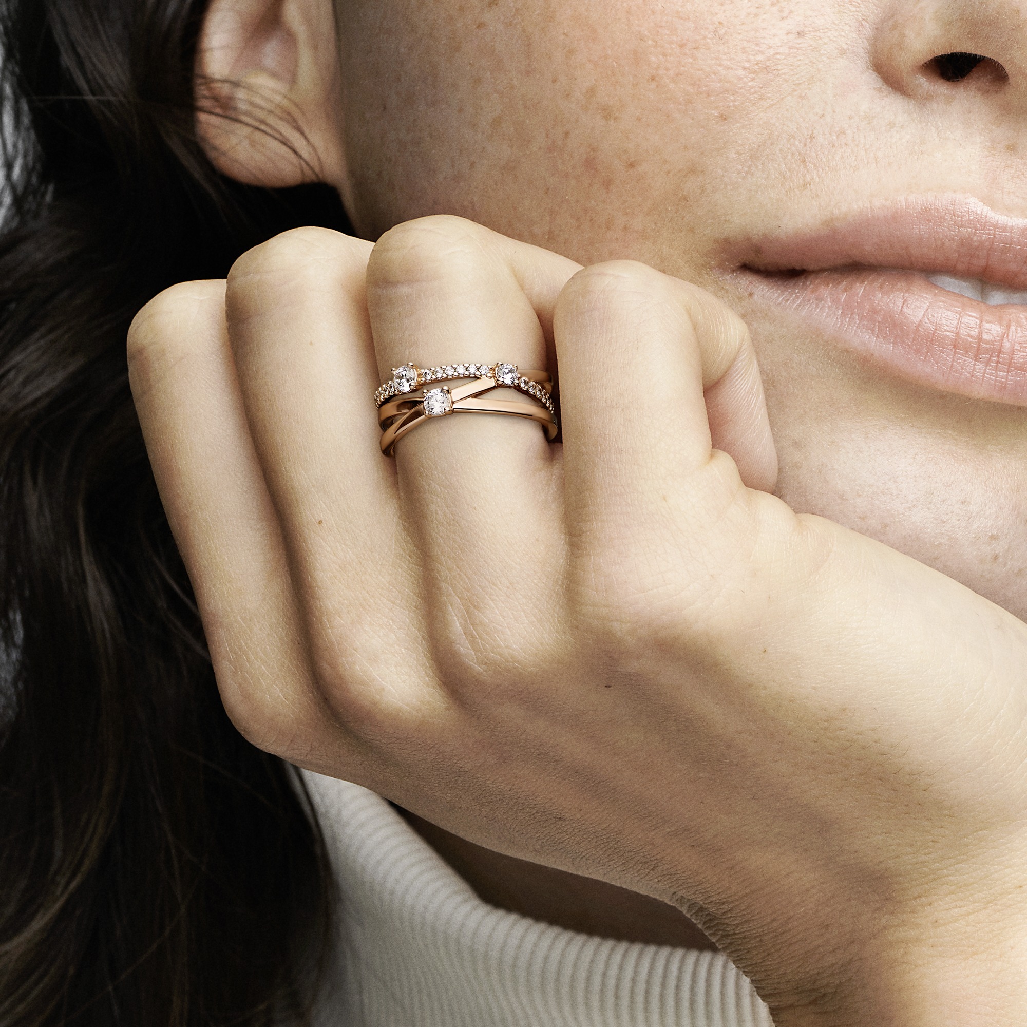Pandora Rose ring with clear cubic zirconia /189400C01-56