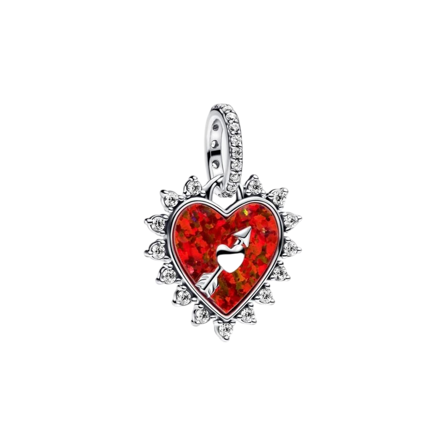 Spinnable arrow heart sterling silver dangle with 
