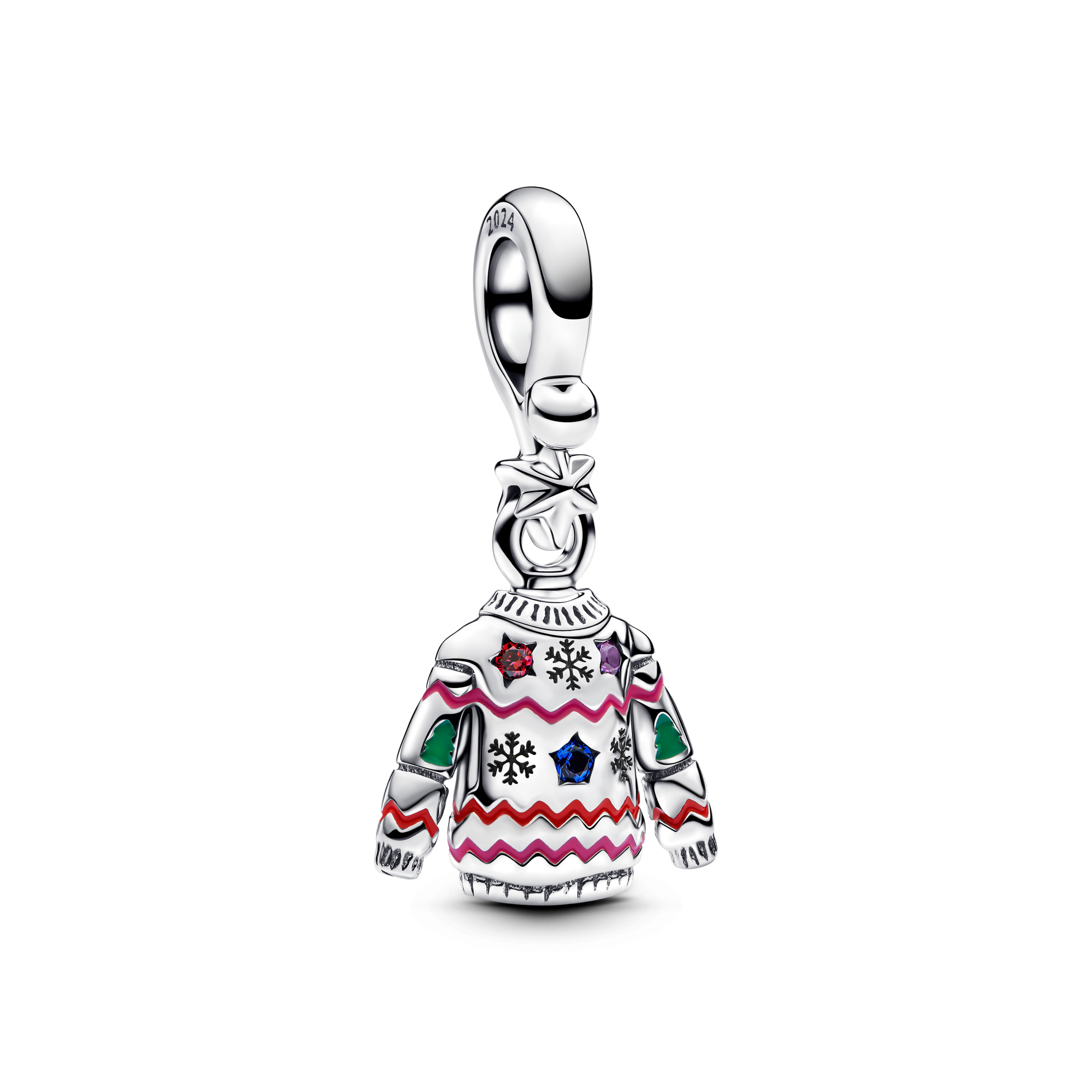 Christmas jumper sterling silver dangle with red c