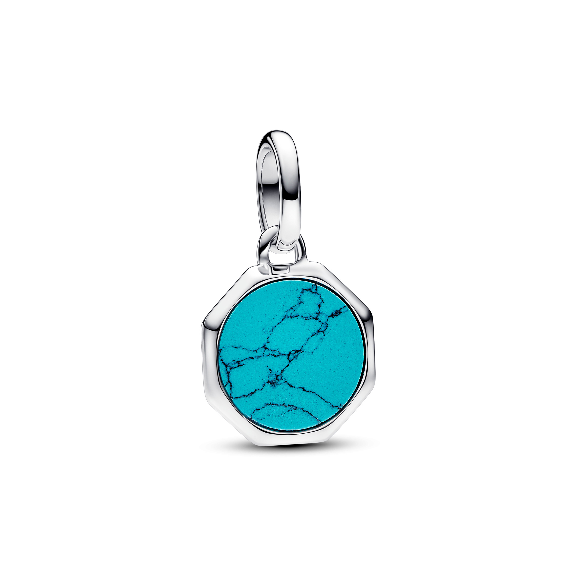 Engravable octagonal sterling silver mini medallio