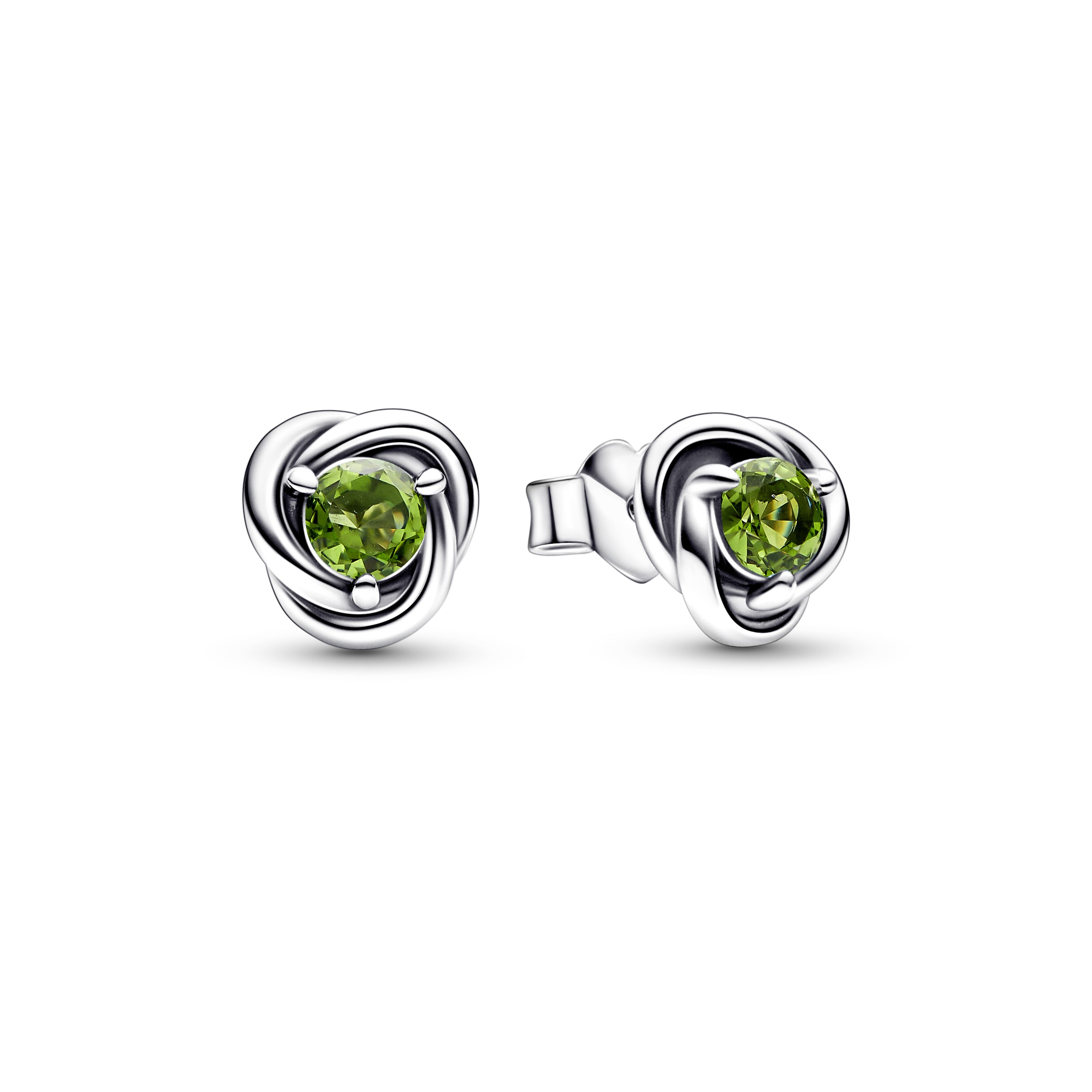 Sterling silver stud earrings with spring green crystal