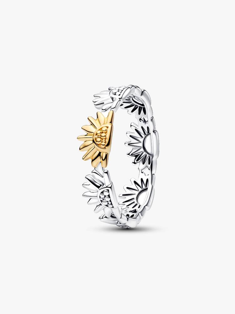 Sunflower sterling silver and 14k gold-plated ring