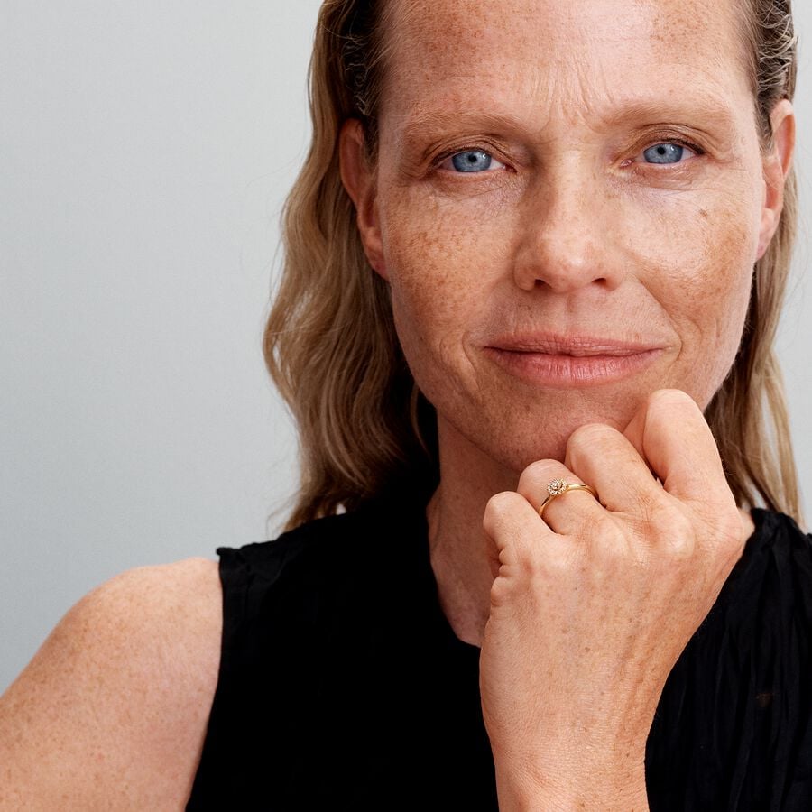 14k Gold-plated ring with clear cubic zirconia