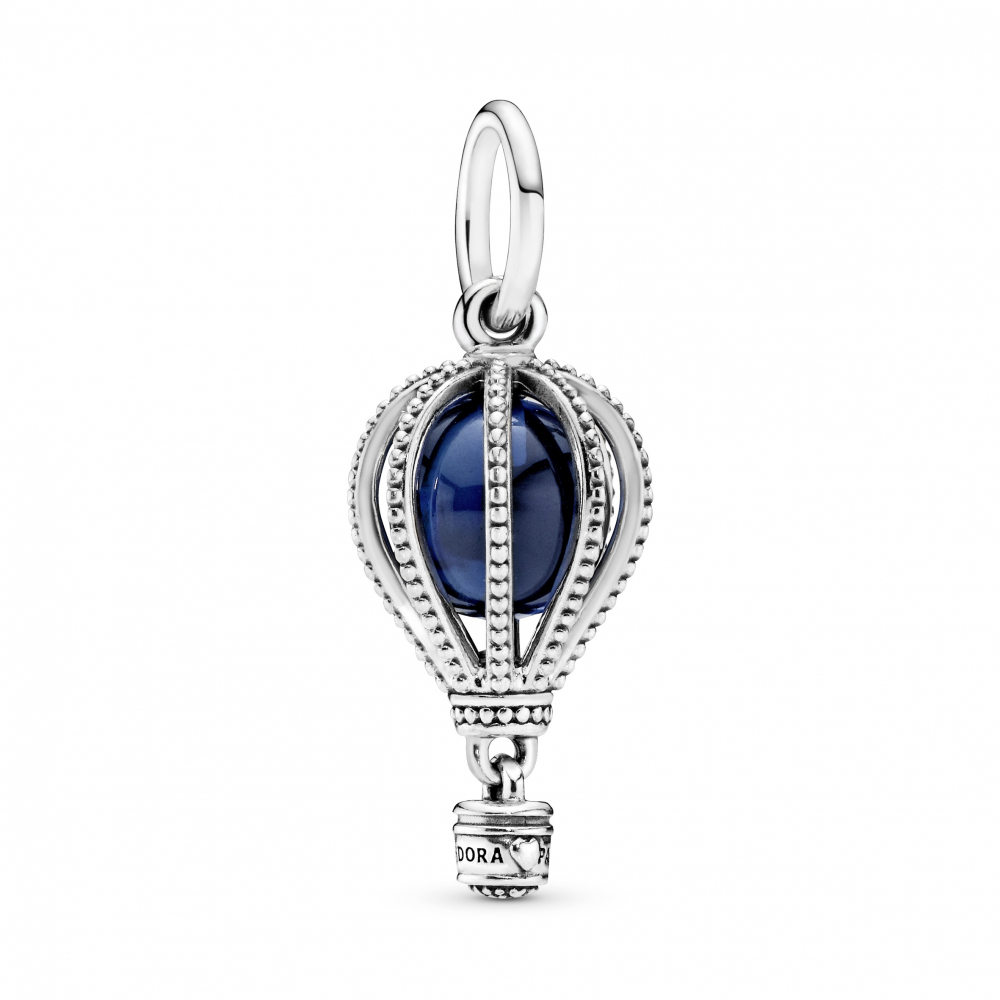 Air balloon silver dangle with encased moonlight b