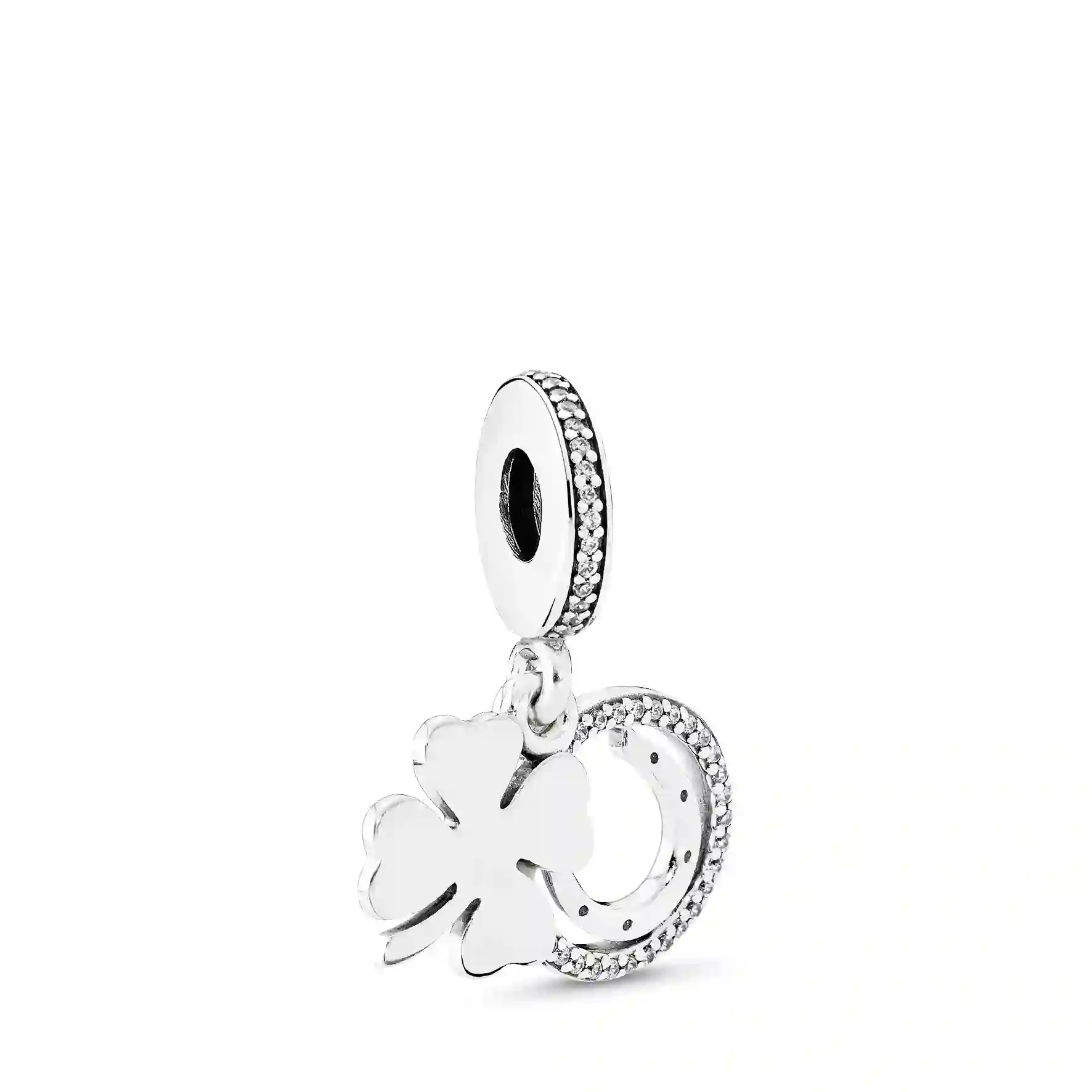 Good luck silver dangle with clear cubic zirconia