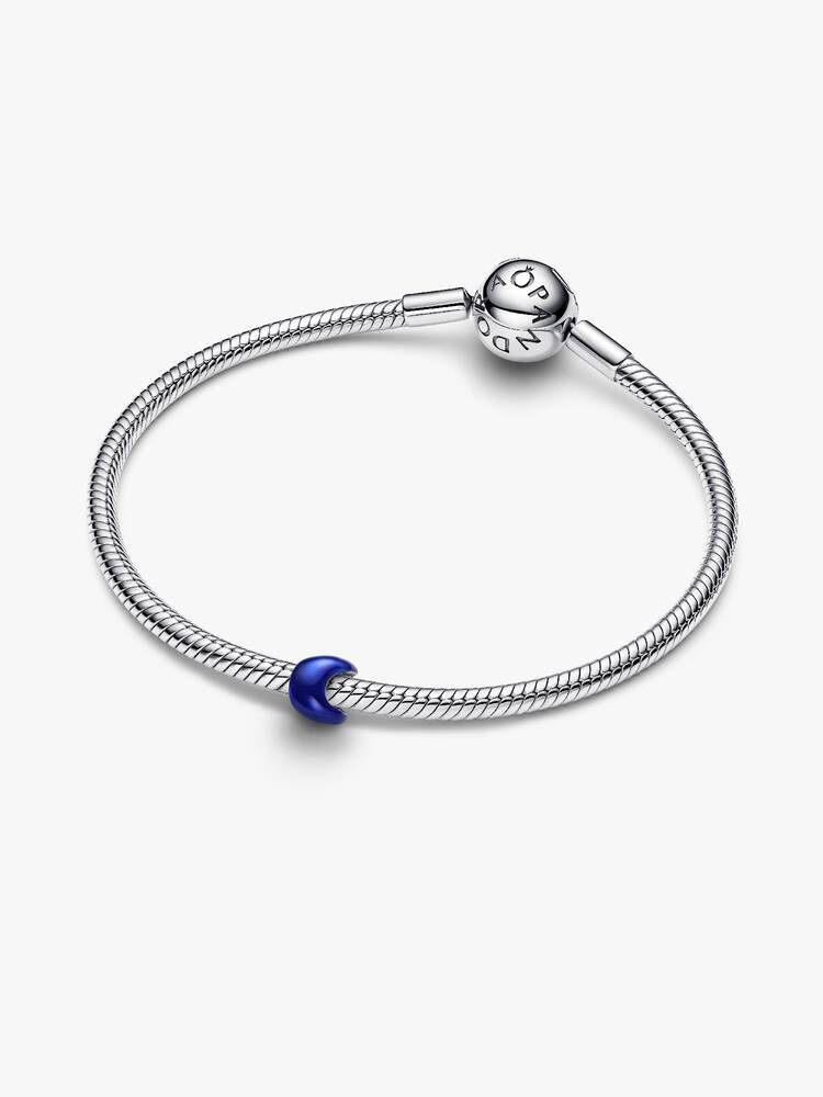 Moon sterling silver mini charm with blue enamel