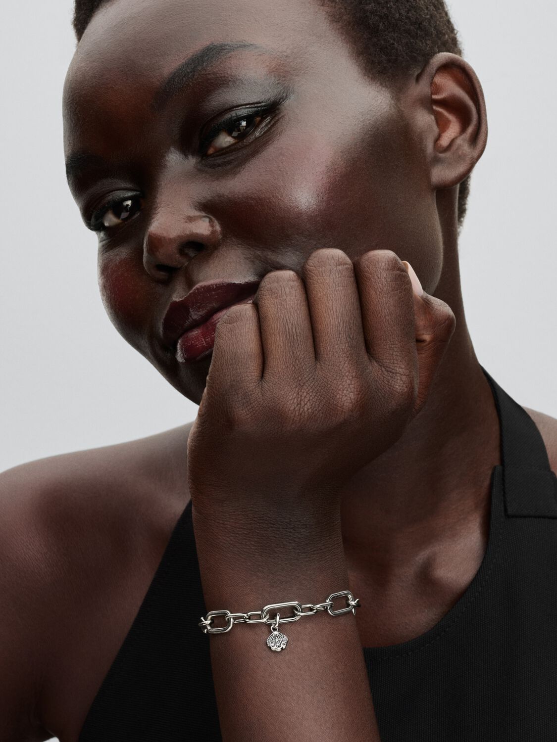 Shell sterling silver mini dangle with clear cubic