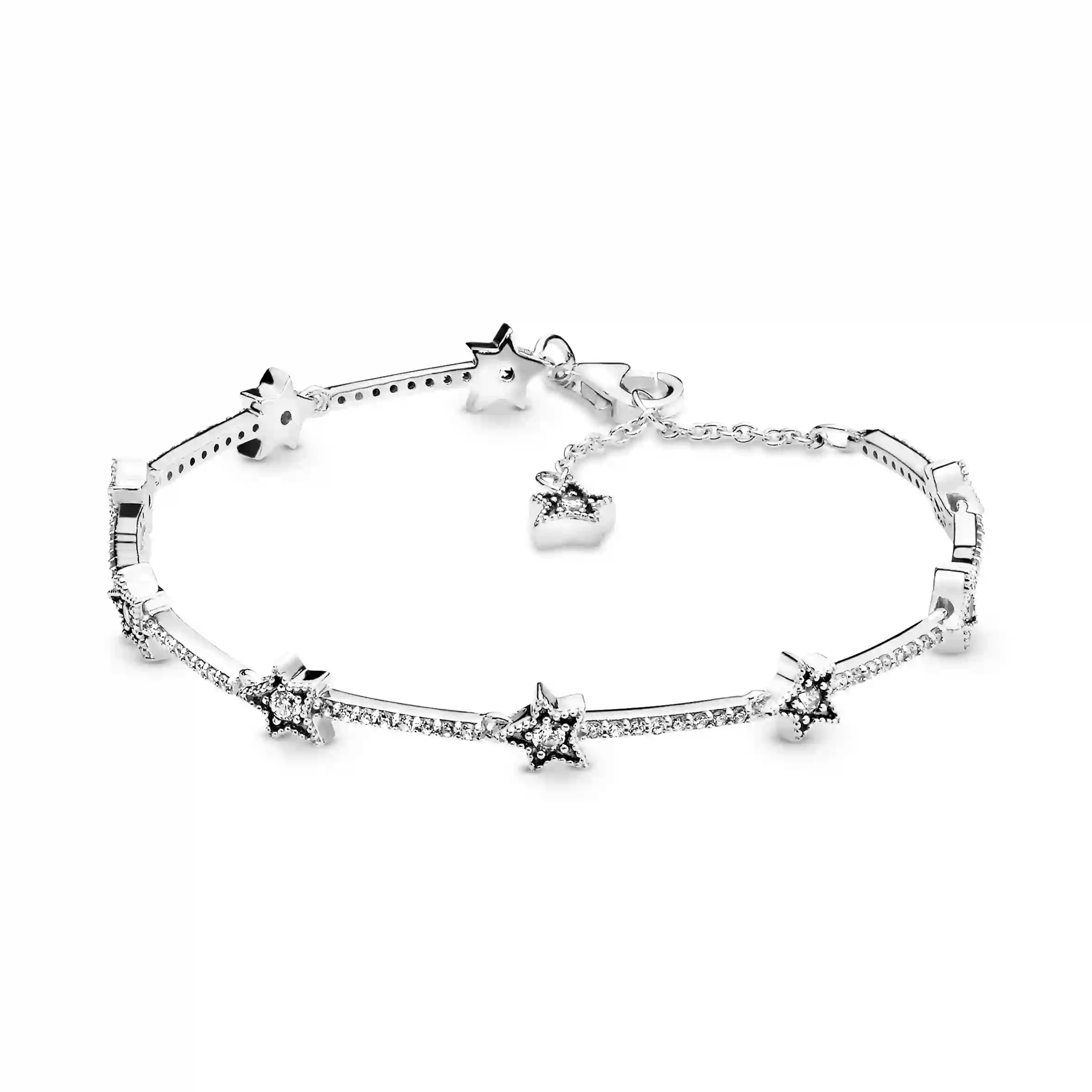Star sterling silver bracelet with clear cubic zir