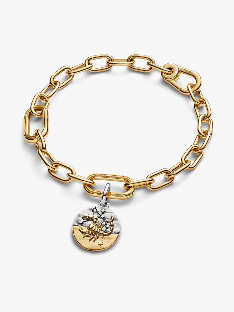 Scorpius sterling silver and 14k gold-plated medallion with clear cubic zirconia