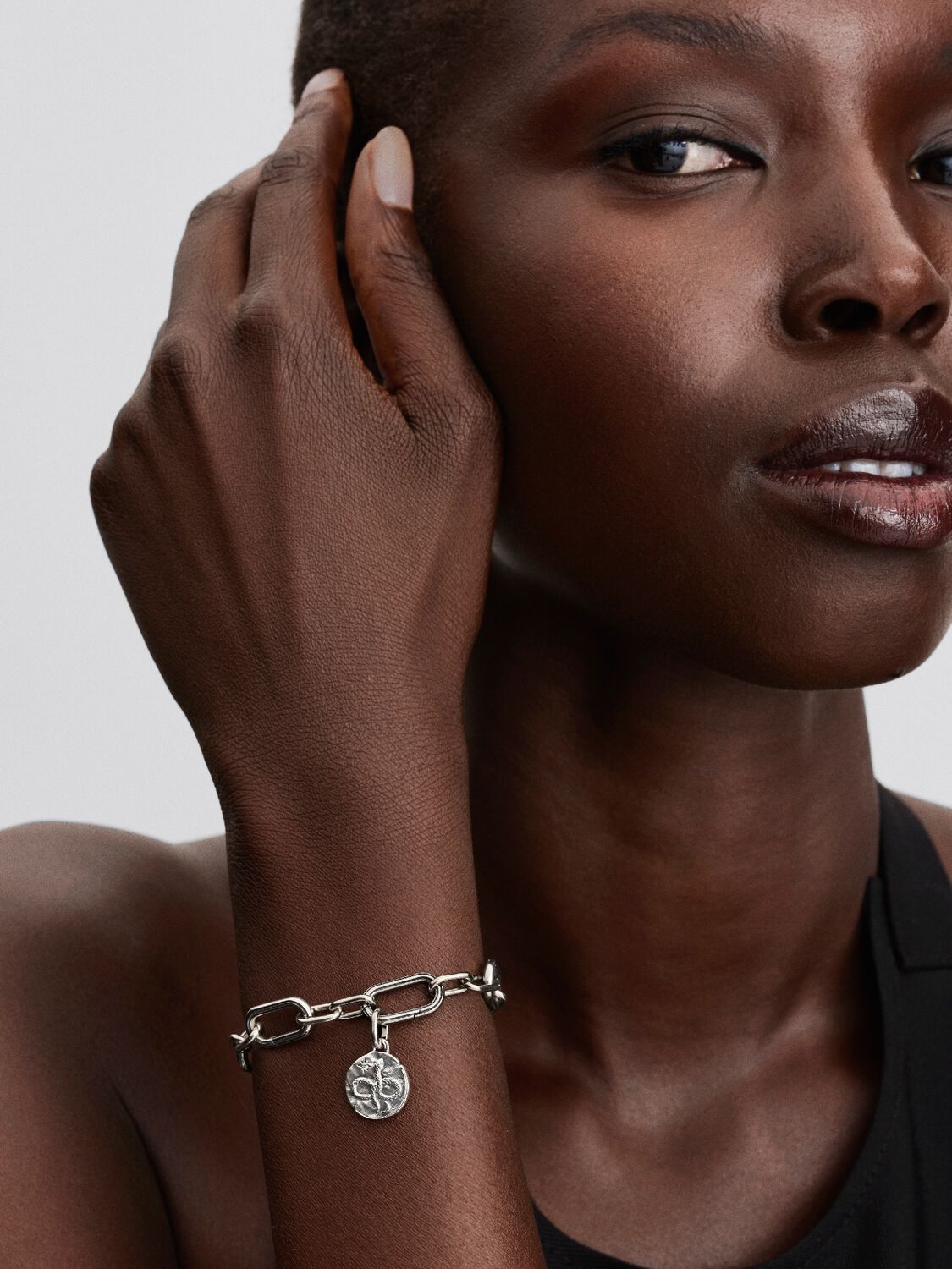 Infinity snake sterling silver medallion with clea