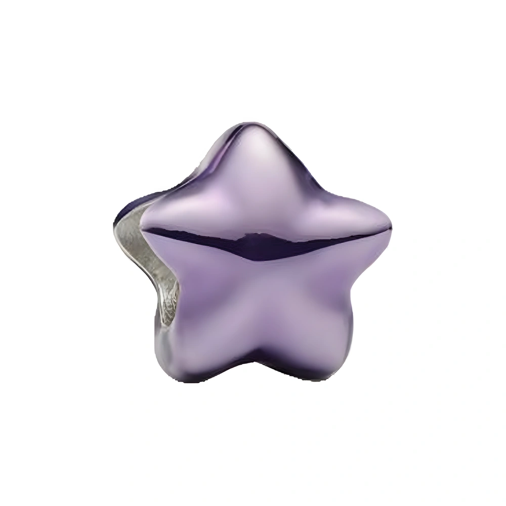 Star sterling silver mini charm with purple enamel