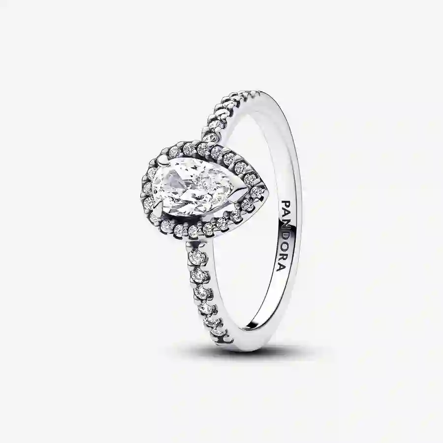 Sterling silver ring with clear cubic zirconia