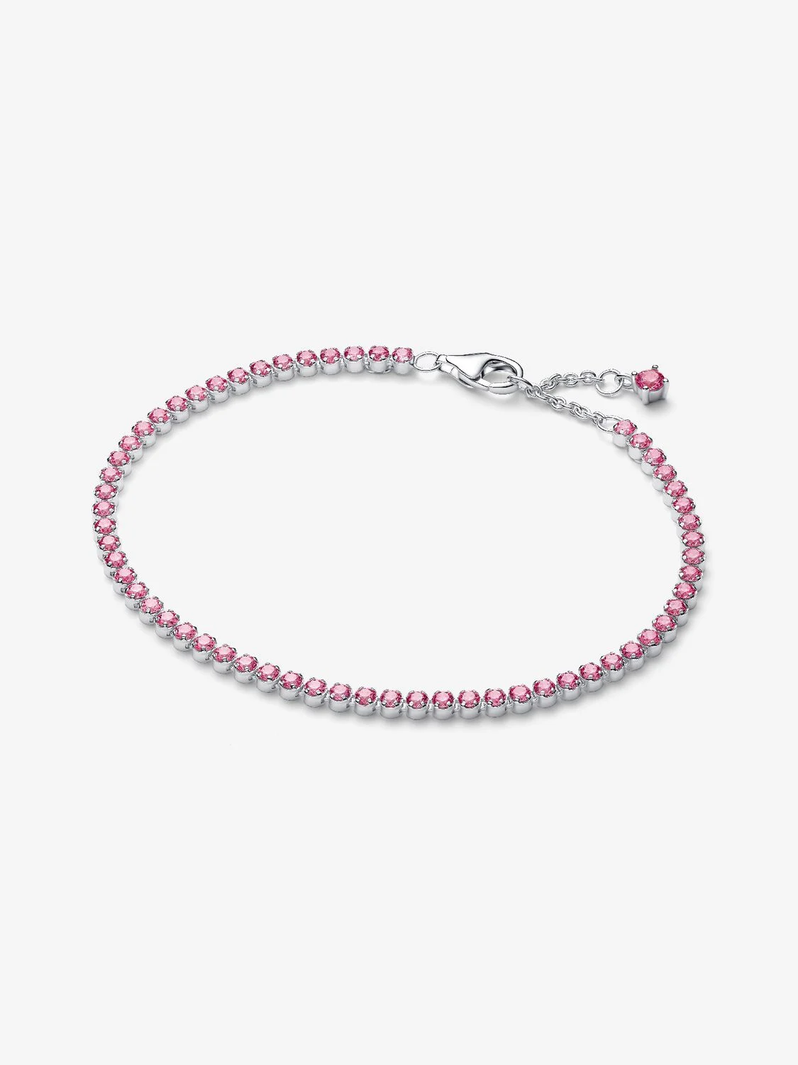 Sterling silver tennis bracelet with fancy pink cu