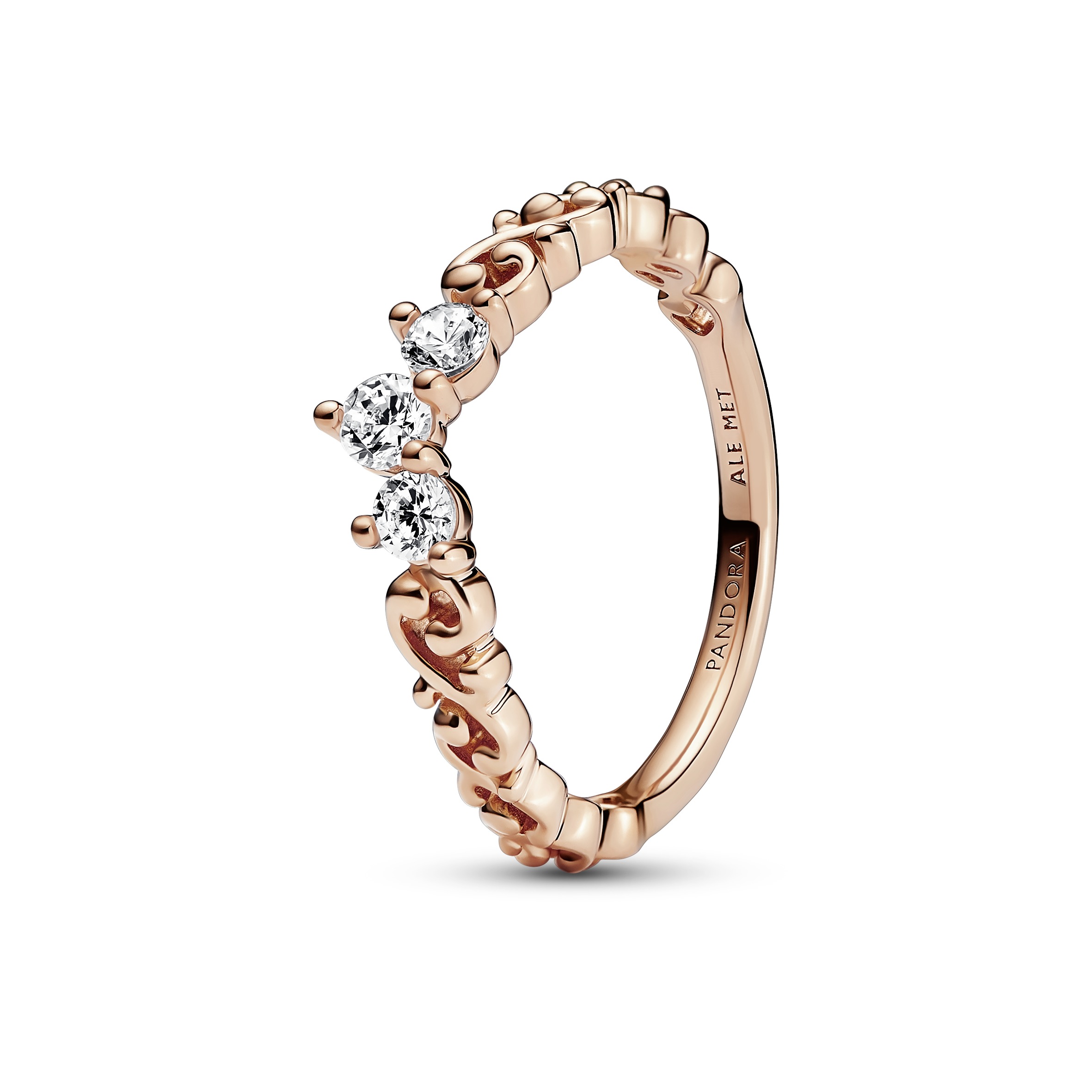 Regal tiara 14k rose gold-plated ring with clear c