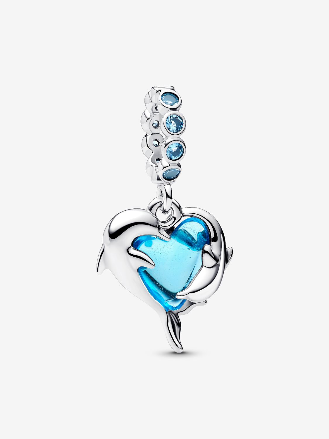 Dolphins sterling silver dangle with aqua blue Mur