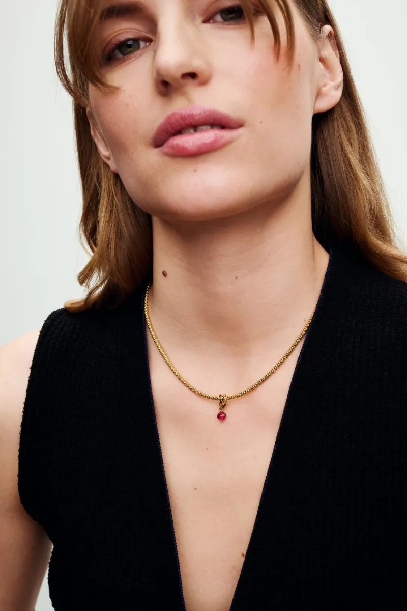 14k Gold-plated dangle with salsa red crystal