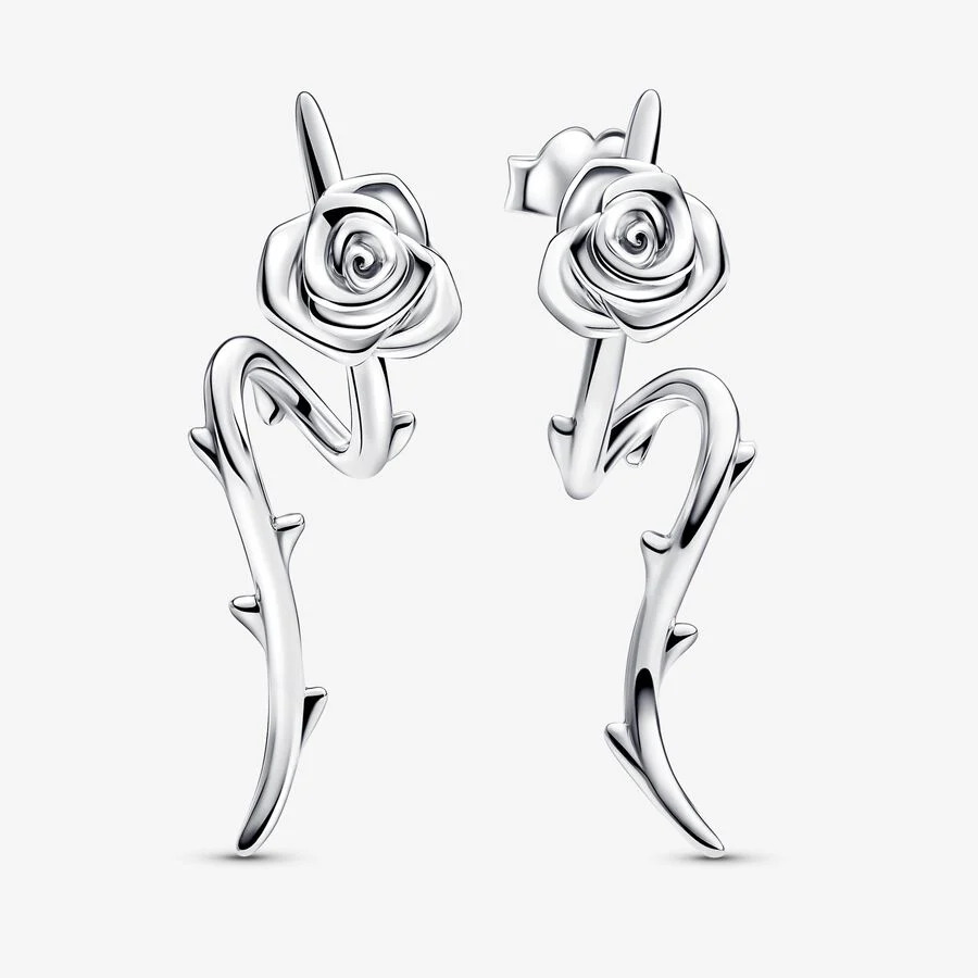 Rose sterling silver stud earrings