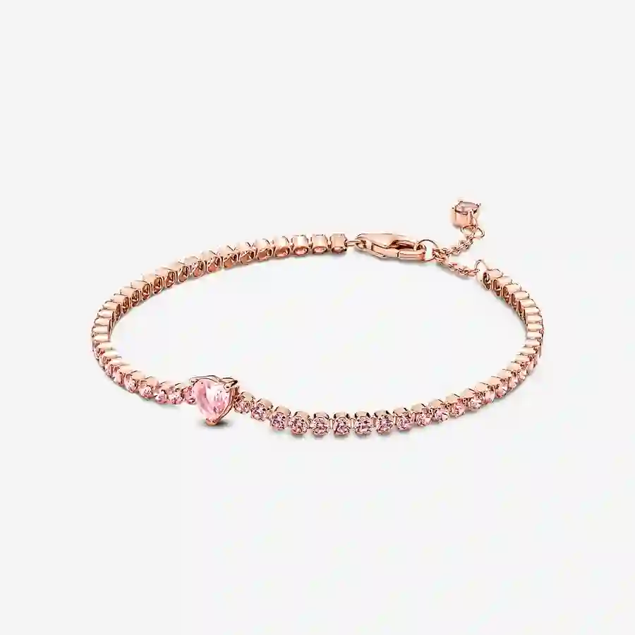 Heart 14k rose gold-plated tennis bracelet with or