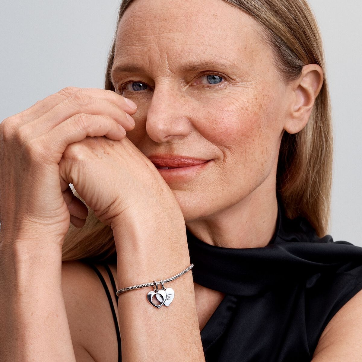 Engravable heart sterling silver double dangle wit