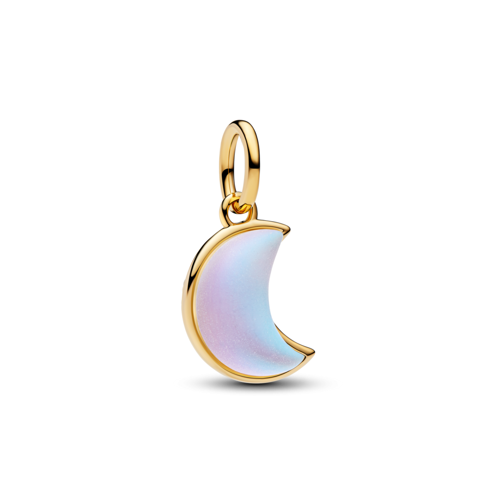 Moon 14k gold-plated dangle with clear cubic zirco