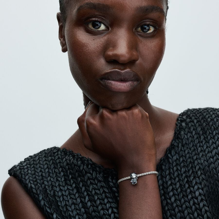 Game of Thrones Jon Snow sterling silver charm with black and transparent grey enamel